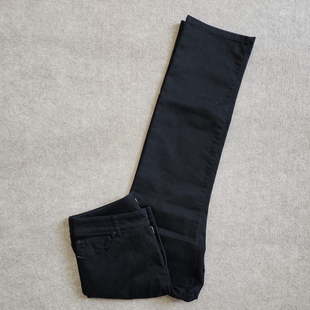 Chicos Platinum Denim Jeans Womens Size 1 Short US 8 Black Straight Leg
